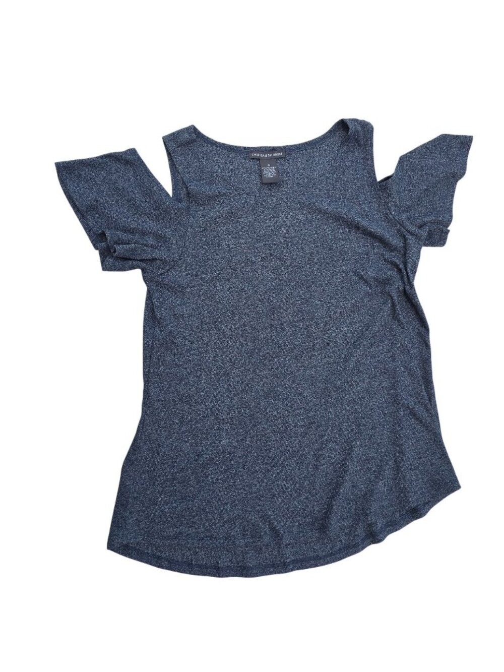 Chelsea & Theodore Women's Cold Shoulder Knit Top Blue Small Polyester Rayon